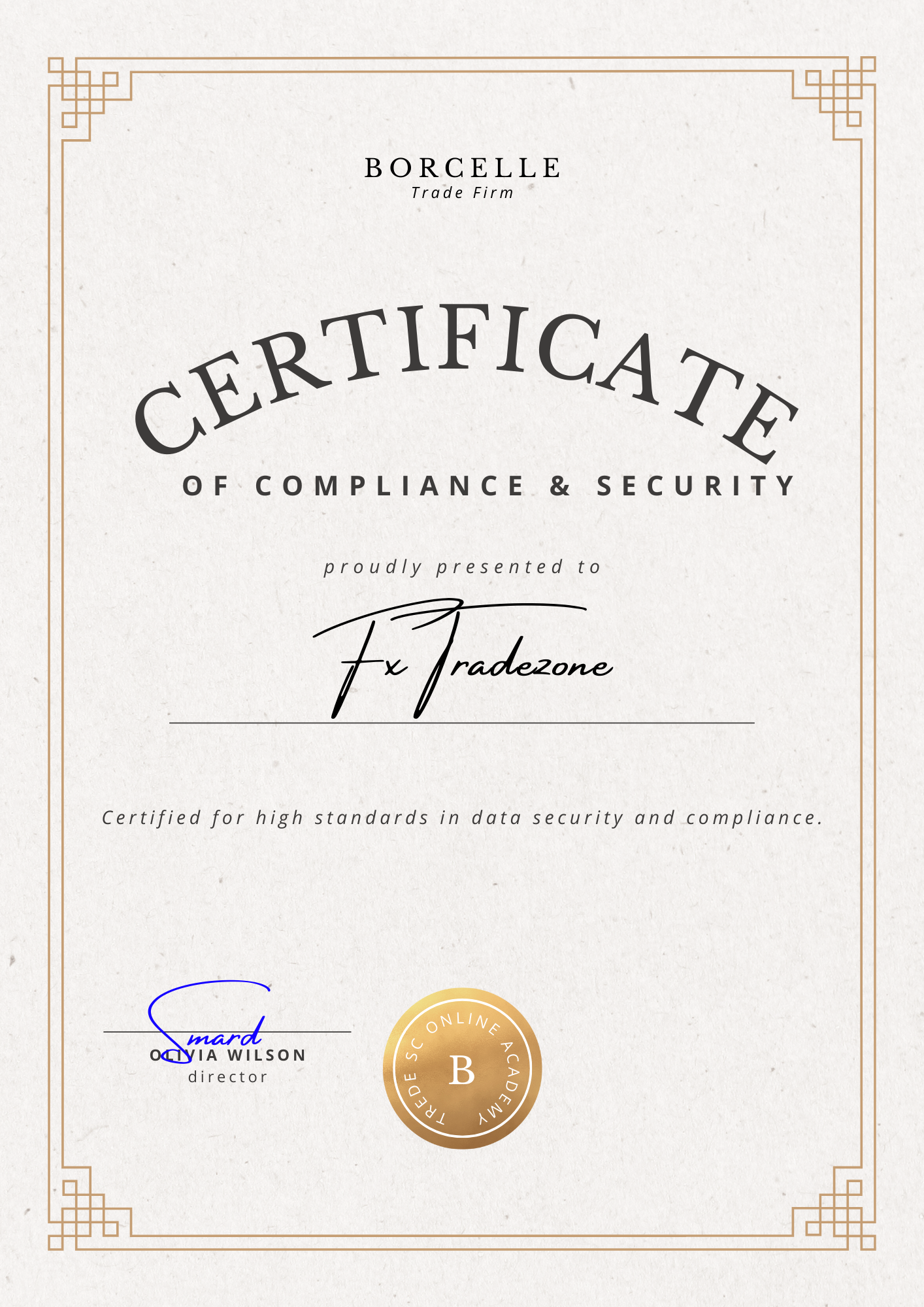 Compliance & Security Certificate